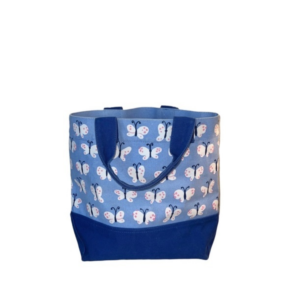 Pottery Barn Kids Blue Butterfly Print Cotton Canvas Tote Bag‎